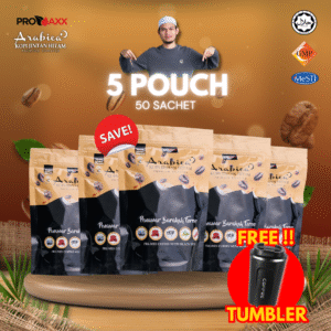 5 POUCH (50 SACHET) + FREE 1 TUMBLER 500ML