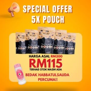 5 POUCH (50 SACHET) + FREE 1 BEDAK